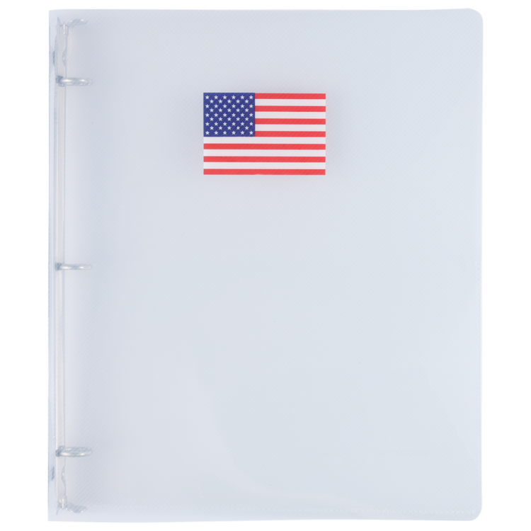 9 1/4 x 3/4 x 11 1/2 Plastic 0.75 inch Binder, American Flag 3 Ring Binder (Pack of 1) Clear