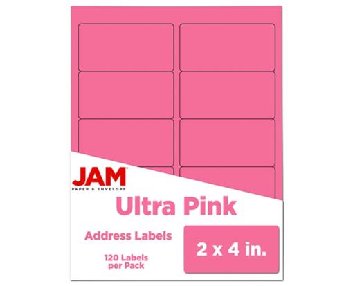 2 x 4 Rectangle Label (Pack of 120) Ultra Pink