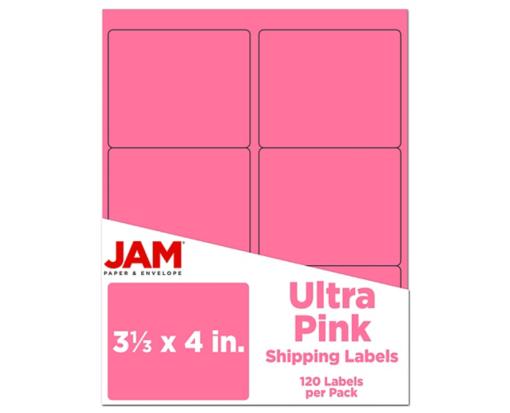 3 1/3 x 4 Rectangle Label (Pack of 120) Ultra Pink