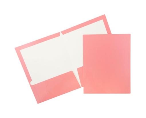 Two Pocket Glossy Presentation Folders (Pack of 6) Baby Pink