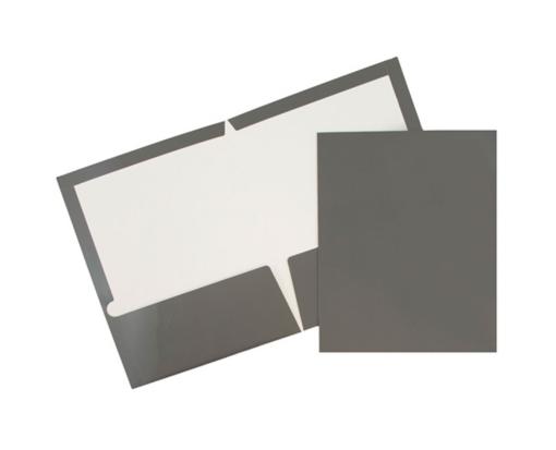 Two Pocket Glossy Presentation Folders (Pack of 6) Gray