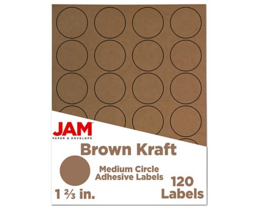 1 2/3 Inch Circle Label (Pack of 120) Brown Kraft
