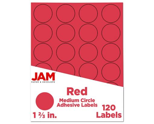 1 2/3 Inch Circle Label (Pack of 120) Red