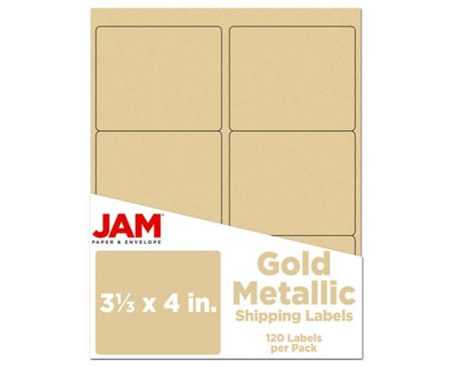 3 1/3 x 4 Rectangle Label (Pack of 120) Gold Metallic