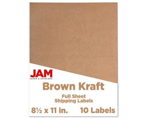 8 1/2 x 11 Full Page Label (Pack of 10) Brown Kraft