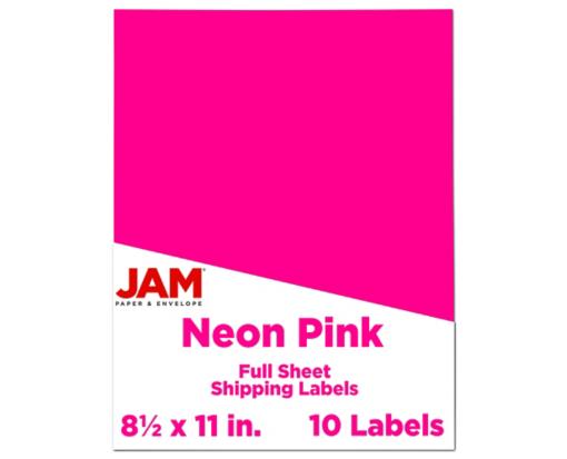8 1/2 x 11 Full Page Label (Pack of 10) Neon Pink