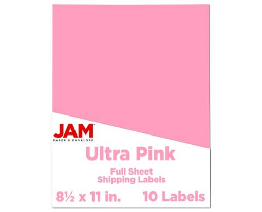 8 1/2 x 11 Full Page Label (Pack of 10) Ultra Pink