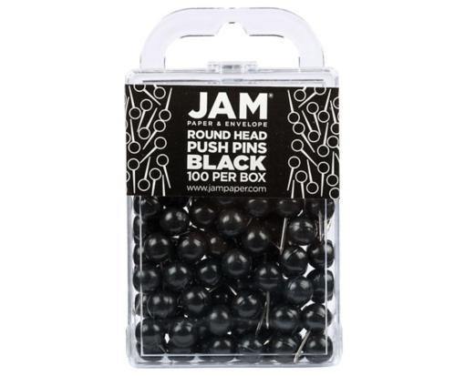 Colorful Round Top Push Pins (Pack of 100) Black