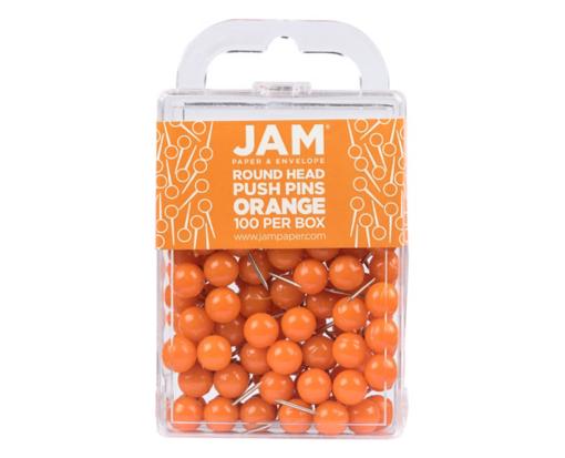 Colorful Round Top Push Pins (Pack of 100) Orange