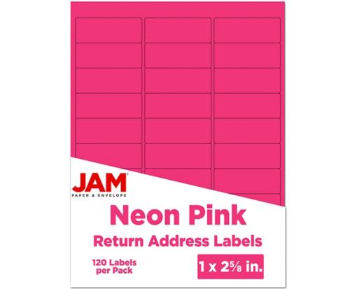 1 x 2 5/8 Rectangle Return Address Label (Pack of 120) Neon Pink
