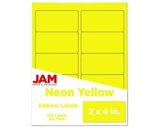 2 x 4 Rectangle Label (Pack of 120) Neon Yellow