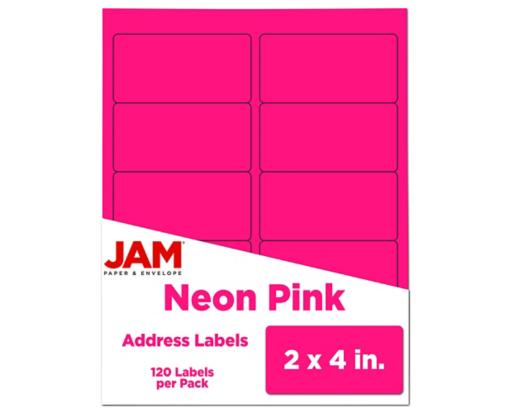2 x 4 Rectangle Label (Pack of 120) Neon Pink