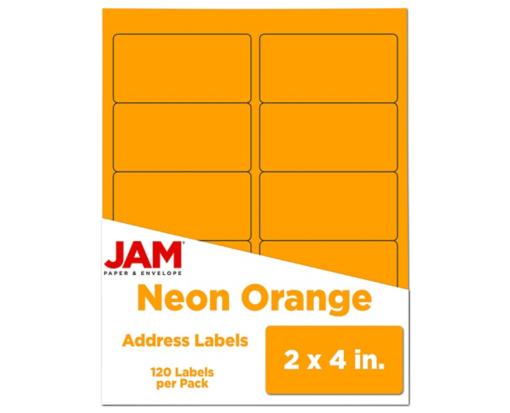 2 x 4 Rectangle Label (Pack of 120) Neon Orange