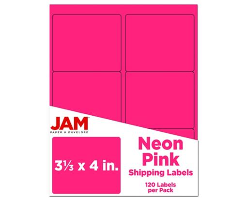 3 1/3 x 4 Rectangle Label (Pack of 120) Neon Pink