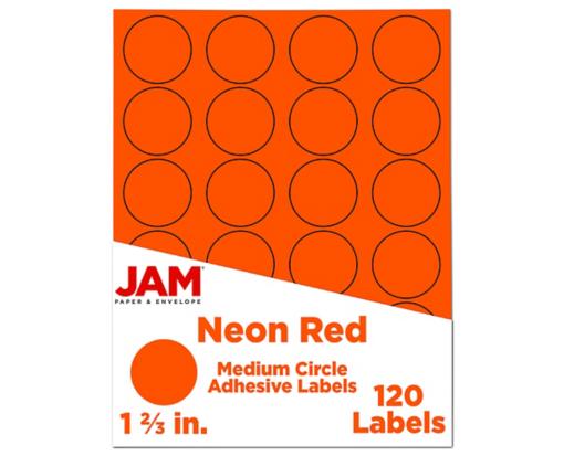 1 2/3 Inch Circle Label (Pack of 120) Neon Red