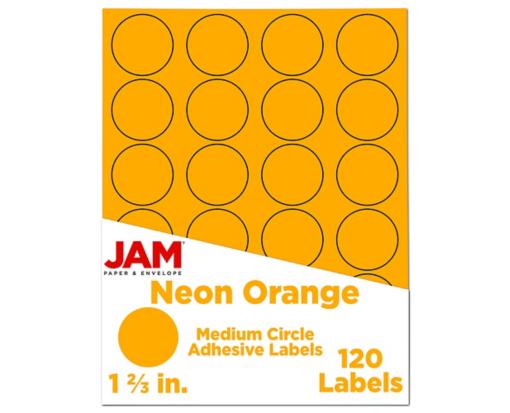 1 2/3 Inch Circle Label (Pack of 120) Neon Orange