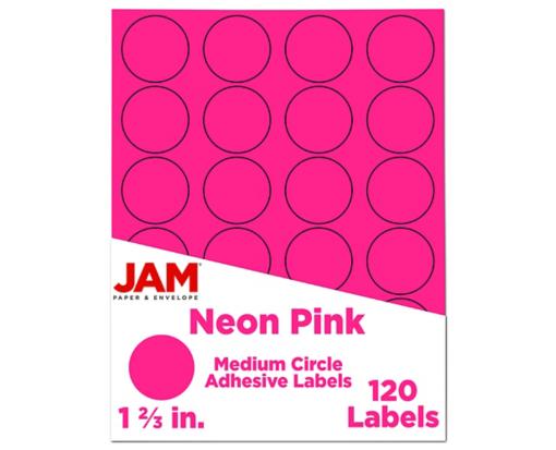 1 2/3 Inch Circle Label (Pack of 120) Neon Pink