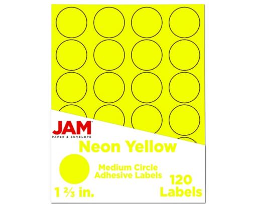 1 2/3 Inch Circle Label (Pack of 120) Neon Yellow