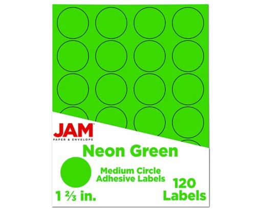 1 2/3 Inch Circle Label (Pack of 120) Neon Green