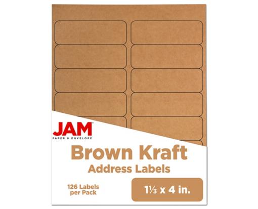 1 1/3 x 4 Rectangle Return Address Label (Pack of 126) Brown Kraft