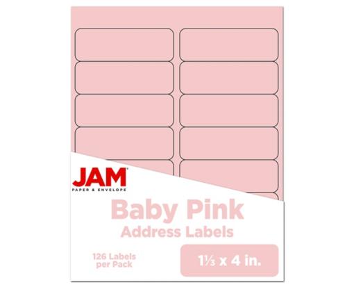 1 1/3 x 4 Rectangle Return Address Label (Pack of 126) Baby Pink