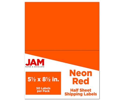 5 1/2 x 8 1/2 Half Page Shipping Label (Pack of 50) Neon Red
