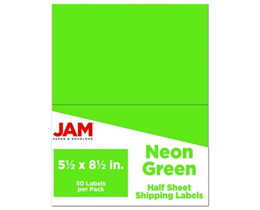5 1/2 x 8 1/2 Half Page Shipping Label (Pack of 50) Neon Green