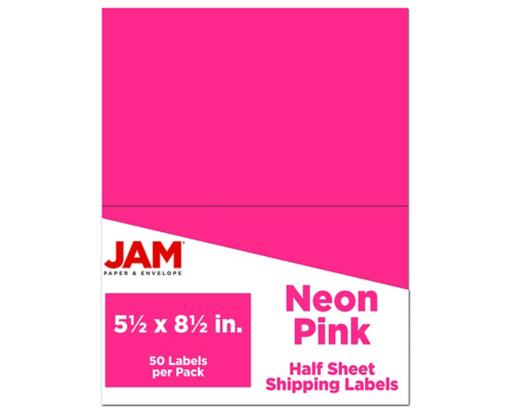 5 1/2 x 8 1/2 Half Page Shipping Label (Pack of 50) Neon Pink