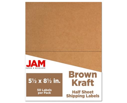 5 1/2 x 8 1/2 Half Page Shipping Label (Pack of 50) Brown Kraft