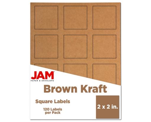 2 x 2 Square Label (Pack of 120) Brown Kraft