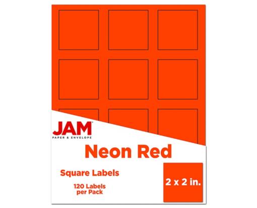 2 x 2 Square Label (Pack of 120) Neon Red