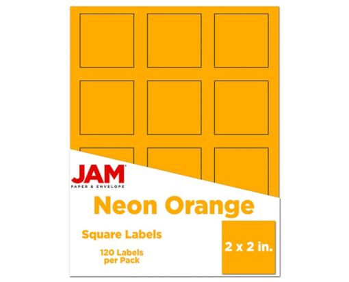2 x 2 Square Label (Pack of 120) Neon Orange