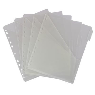 11 1/2 x 1/10 x 9 3/4 Plastic Index 5-Tab Dividers w/ Double Pockets, Pack  of 5, Clear | Envelopes.com