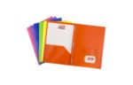 Two Pocket Plastic POP Presentation Folders With Metal prongs (Pack of 6) Assorted