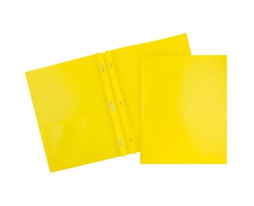 Two Pocket Plastic POP Presentation Folders With Metal prongs (Pack of 6) Yellow