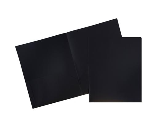 Two Pocket Plastic POP Presentation Folders (Pack of 6) Black