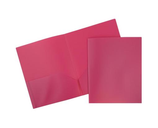 Two Pocket Plastic POP Presentation Folders (Pack of 6) Fuchsia Hot Pink