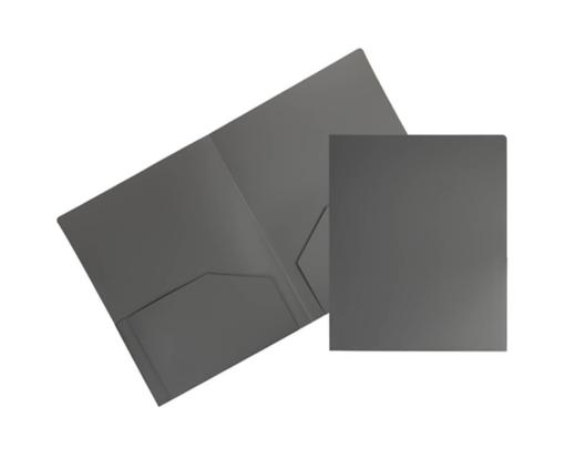 Two Pocket Heavy Duty Plastic Presentation Folders (Pack of 6) Gray