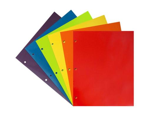 Two Pocket 3 Hole Punch Glossy Presentation Folders (Pack of 6) Assorted