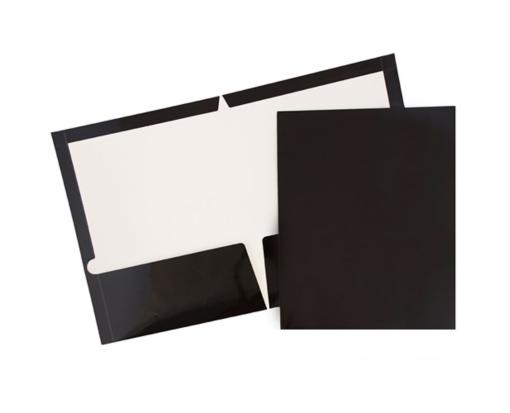 Two Pocket Glossy Presentation Folders (Pack of 6) Black