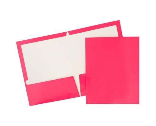 Two Pocket Glossy Presentation Folders (Pack of 6) Fuchsia Hot Pink