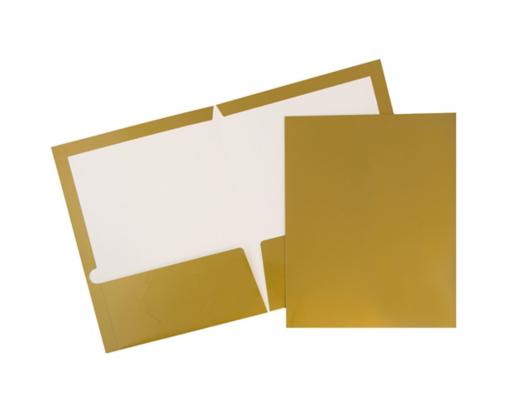 Two Pocket Glossy Presentation Folders (Pack of 6) Gold