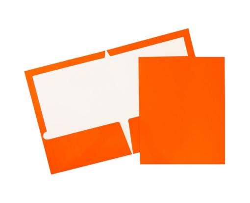 Two Pocket Glossy Presentation Folders (Pack of 6) Orange