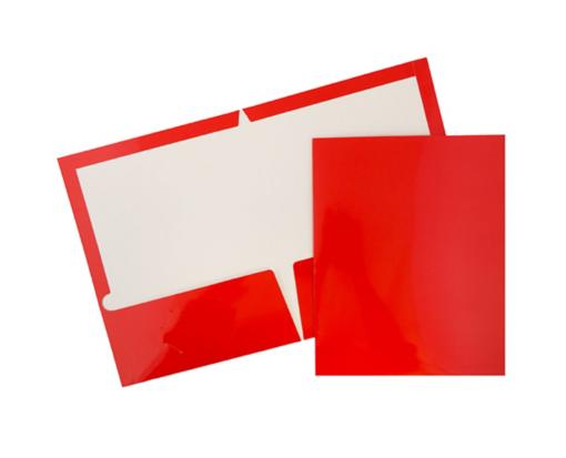 Two Pocket Glossy Presentation Folders (Pack of 6) Red