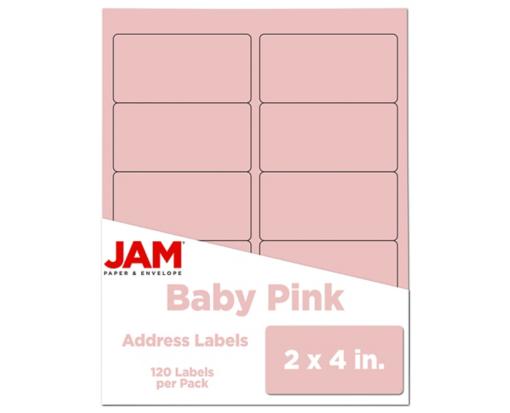 2 x 4 Rectangle Label (Pack of 120) Baby Pink