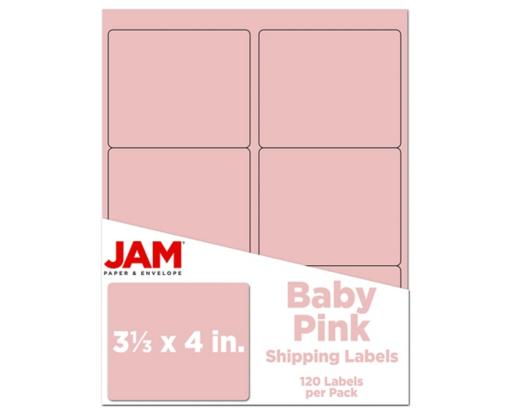 3 1/3 x 4 Rectangle Label (Pack of 120) Baby Pink