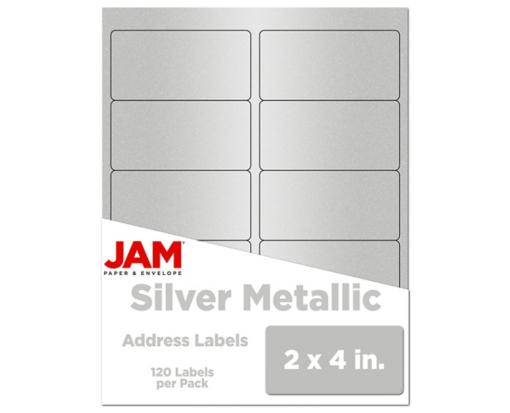 2 x 4 Rectangle Label (Pack of 120) Silver Metallic
