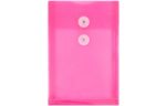 6 1/4 x 9 1/4 Plastic Envelopes with Button & String Tie Closure - Open End - (Pack of 6) Fuchsia Pink