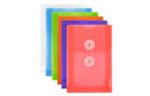 4 1/4 x 6 1/4 Plastic Envelopes with Button & String Tie Closure - Open End - (Pack of 6) Assorted