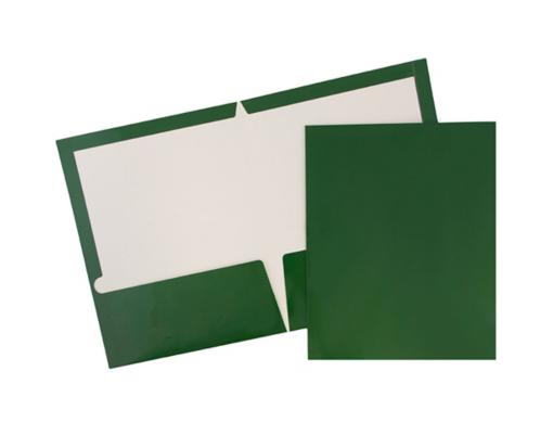 Two Pocket Glossy Presentation Folders (Pack of 6) Green